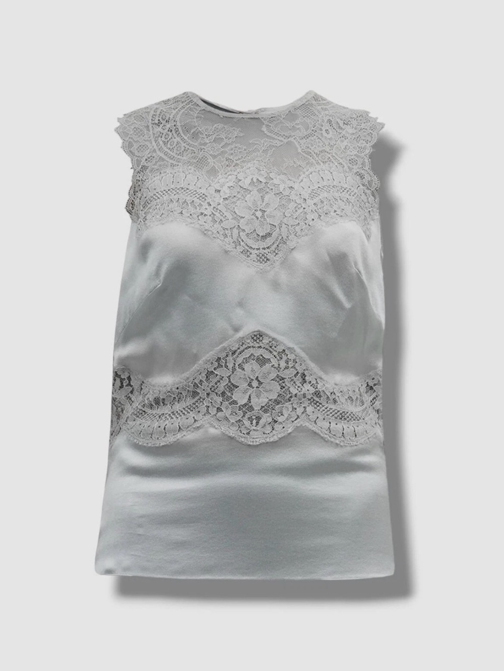 NWT Alberta Ferretti Women's Gray Lace Sleeveless Silk Top Size IT 42/US 6